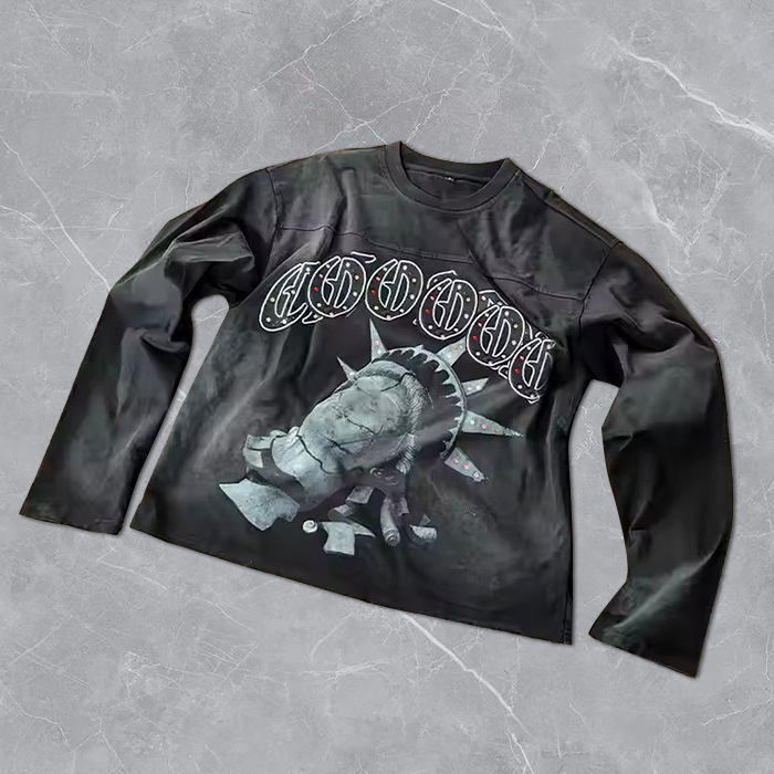 hongfeng creates rhinestone t shirts for men with a personalized oversized cotton style.